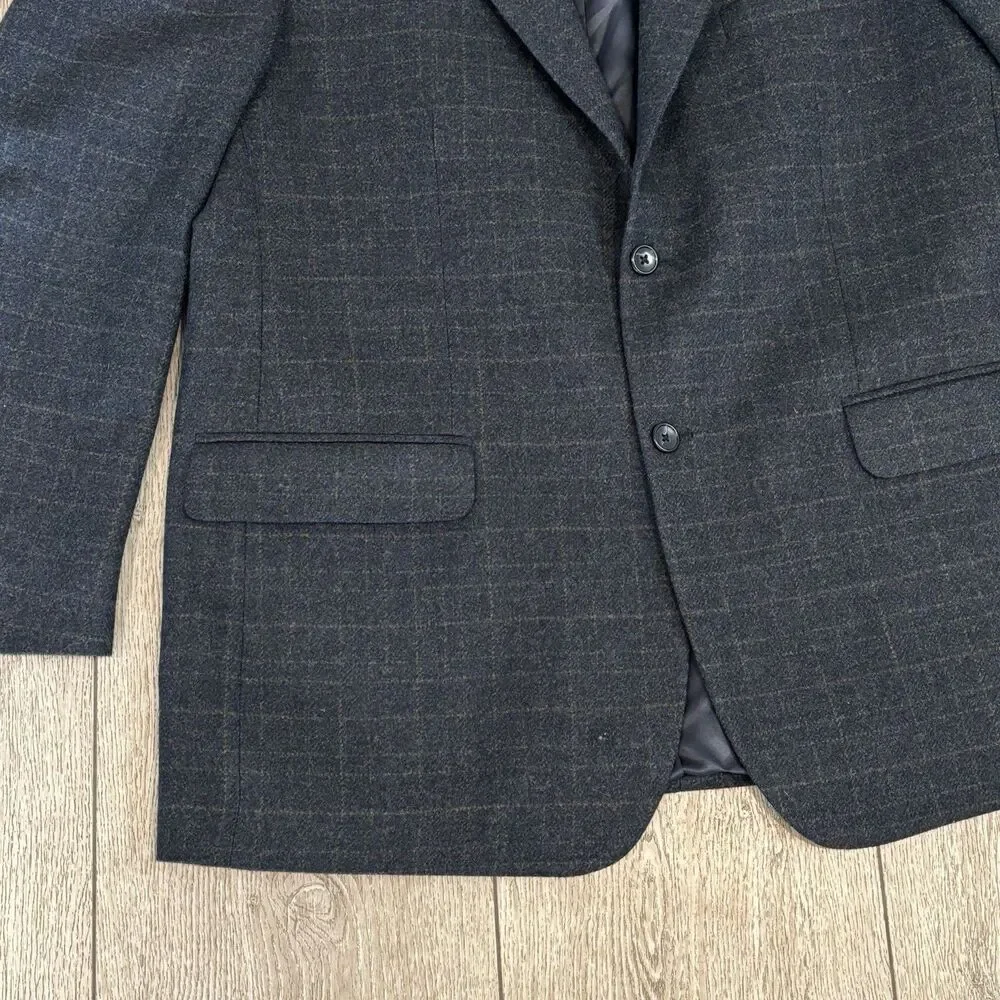 Pronto‎ Uomo Sport Coat 44R Blue Plaid Zegna Italian Wool Cashmere Jacket Blazer
